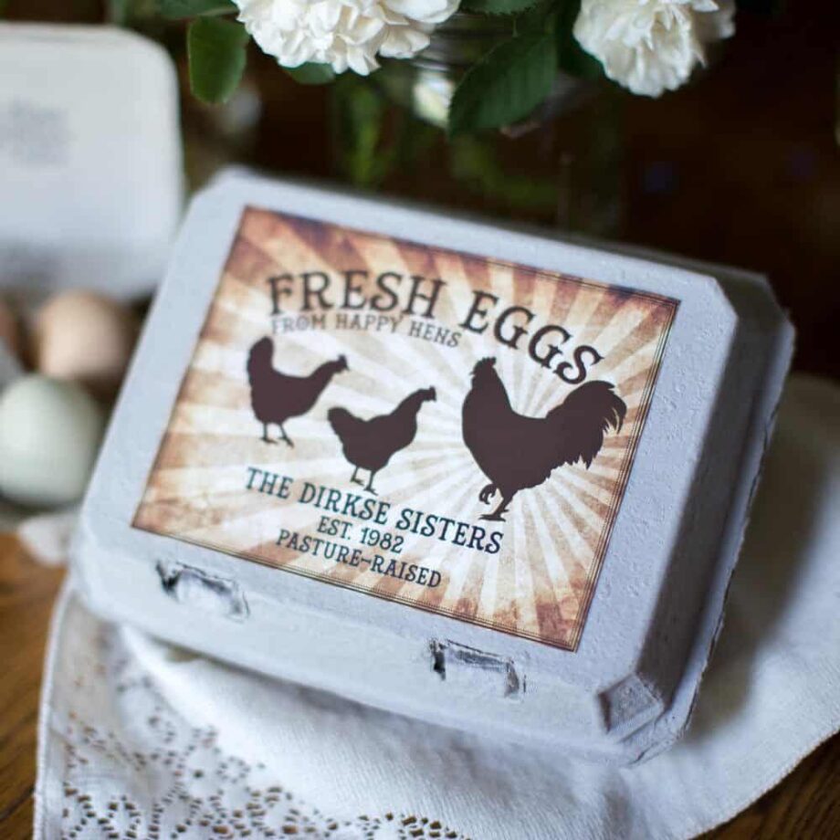 Vintage Dozen Rooster Egg Carton Label