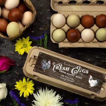 Wood Grain Egg Carton Labels - Customizable - One Dozen