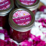 Rose Petal Jam (Rose Petal Confit) in Jars with fresh rose petals